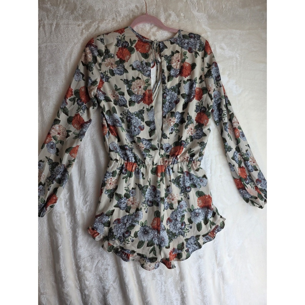 Cotton Candy Floral Print Long Sleeve Ruffle Hem‎ Romper Women's Size Small - Picture 5 of 6